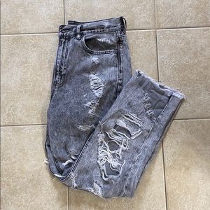 Lightly worn AE destroyed mom jeans
